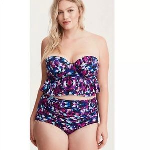 Torrifd Bikini Set Geo Print Strapless High Waist Ruched Women’s Plus Size 4x